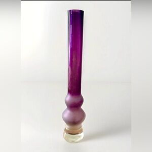 VTG 17” Waterford Marquis Amethyst Merengue Retro Purple Frosted Art Glass Vase